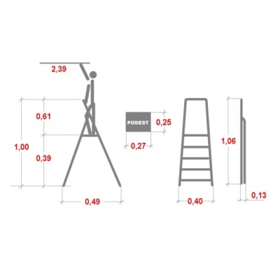 Drabina Drabex typ 1100 - 2 st. (wys. rob. 2,39m)